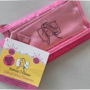 Morning Glamour Pink satin Pillowcase and Travel Bag Set Standard 20 X 26 NWT